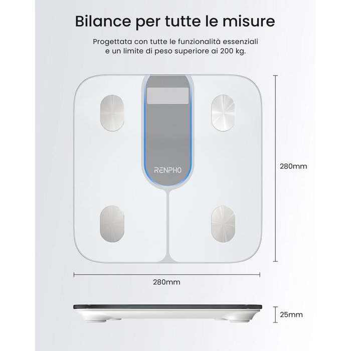 Renpho ELIS 1C Báscula Personal Electrónica Blanca con Bluetooth