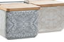 DKD Home Decor Salero Indio Delhi 2023 Beige Azul Dolomita y Bambú 12.5 x 12 x 14 cm (2 Unidades)