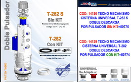 Mecanismo de descarga universal T282S doble descarga sin kit de fijación