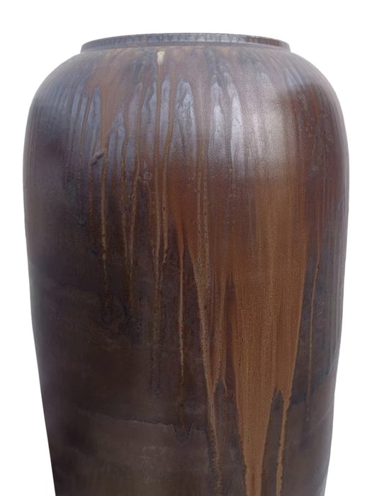 DKD Home Decor Ánfora de Cerámica Vidriada Marrón Oscuro
