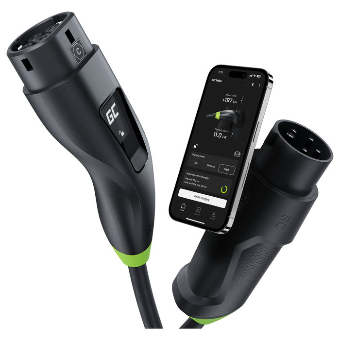 Green Cell Habu EV-Ladestation 7m 2-in-1 11kw Black Cargador para Vehículos Eléctricos Green Cell Habu EV-Ladestation 7m 2-in-1 11kw Black Cargador para Vehículos Eléctricos