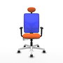 PIQUERAS Y CRESPO Silla de oficina Motilla con mecanismo Sincro/Traslack, Tela Naranja y Malla Azul