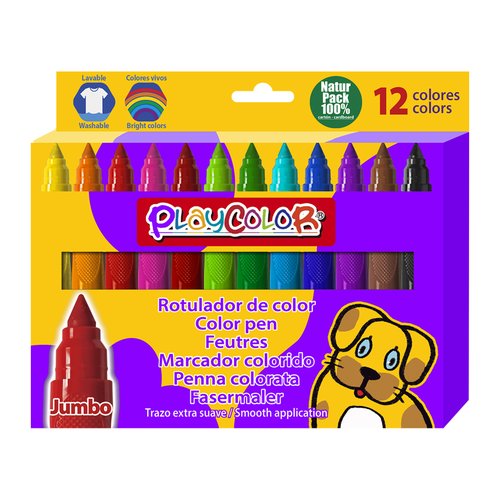 Playcolor Rotuladores Jumbo Basic Lavables Colores Surtidos Caja de 12 Unidades