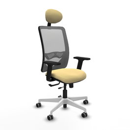 PIQUERAS Y CRESPO Silla de oficina Zulema con mecanismo Sincro/Traslack, Crema y Gris