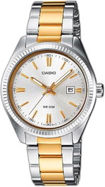 Casio LTP-1302PSG-7AVE con correa dorada y esfera gris