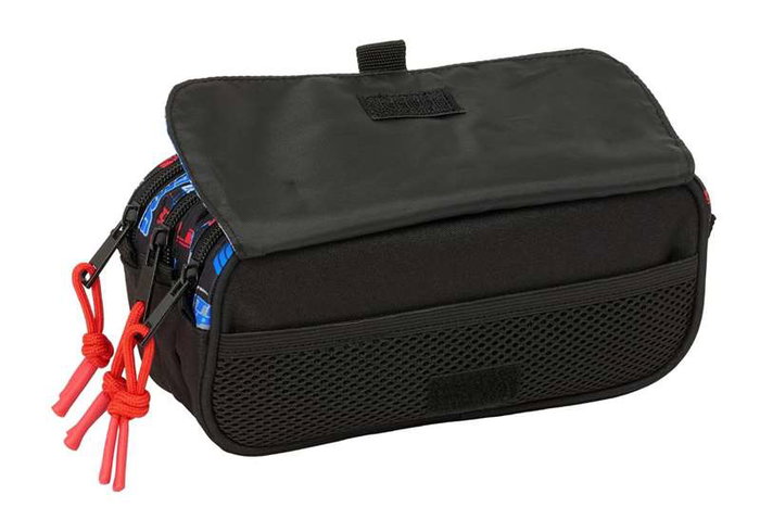 SAFTA Bolso Escolar Portatodo Triple Big Hot Wheels 100x215x80 mm - Estuche con Tres Cremalleras