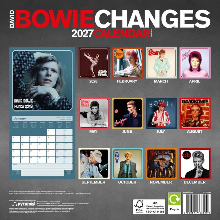Pyramid International Calendario David Bowie Changes 2027 Pyramid International Calendario David Bowie Changes 2027