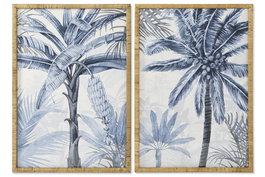 DKD Home Decor Cuadro Mediterraneo Azul Blanco 2 Unidades 3 x 100 x 70 cm Cristal Abeto Palmera