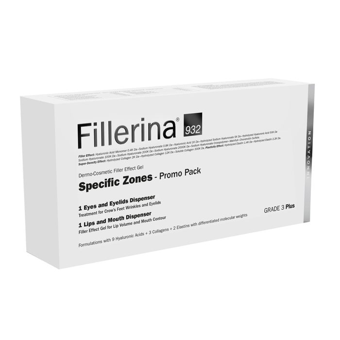 Set Labo: Fillerina 932 Specific Zones Grade 3 Plus, Hyaluronic Acid, Volumizing, Local Treatment Cream, For Lips, 7 ml + Fillerina 932 Specific Zones Grade 3 Plus, Anti-Wrinkle, Day & Night, Local Treatment Cream, For Eyes & Eyelids, 15 ml Set Labo: Fillerina 932 Specific Zones Grade 3 Plus, Hyaluronic Acid, Volumizing, Local Treatment Cream, For Lips, 7 ml + Fillerina 932 Specific Zones Grade 3 Plus, Anti-Wrinkle, Day & Night, Local Treatment Cream, For Eyes & Eyelids, 15 ml