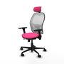 PIQUERAS Y CRESPO Silla de oficina Jorquera Rosa y Blanco con mecanismo Sincro/Traslack