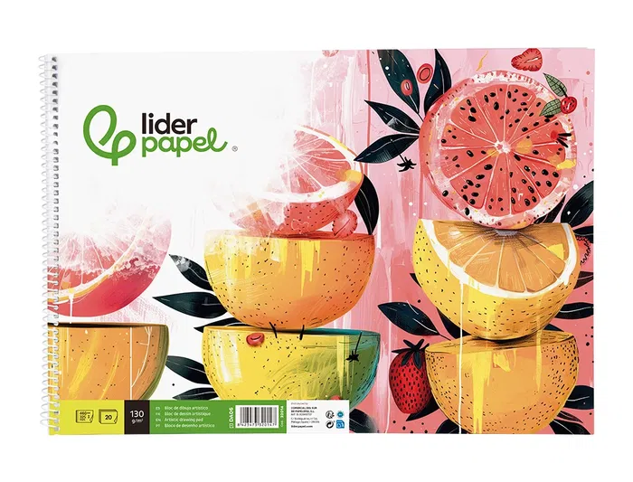 Liderpapel Bloc Dibujo Artístico Espiral 460x325mm 20 Hojas 130gr/m2 Sin Recuadro Perforado
