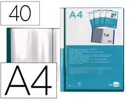 Liderpapel Carpeta con 40 fundas tipo canguro Verde translúcido DIN A4
