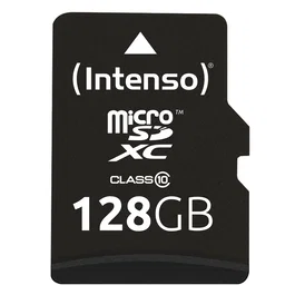 Intenso 3413491 Tarjeta de Memoria MicroSDXC 128 GB Clase 10 hasta 25 MB/s - Resistente a Agua, Golpes, Temperatura y Rayos X