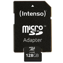 Intenso Tarjeta de Memoria MicroSDXC Clase 10 128 GB con Adaptador SD, Almacenamiento para Móvil, Cámara, Dron