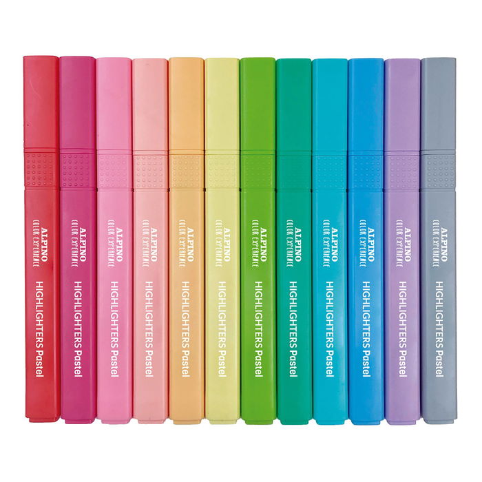 Alpino SU000012 Estuche 12 Subrayadores Pastel Color Experience Punta Biselada Tinta Base Agua