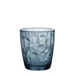 Diamond Vaso Azul Borde Grueso de Vidrio, 30 cl (93 mm Alto, 84 mm Diámetro) (Set de 6)
