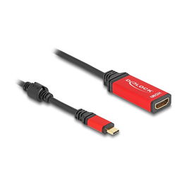 DeLOCK Adaptador USB Type-C a HDMI, DP Alt Mode 8K 60Hz HDR 10, HDMI Macho a USB-C Hembra, Cable 0.2m, Color Rojo