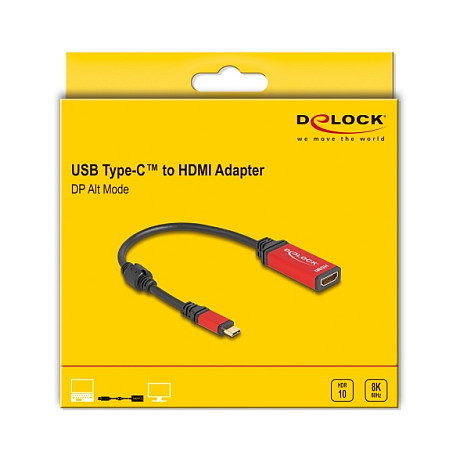 DeLOCK Adaptador USB Type-C a HDMI 8K 60 Hz HDR Rojo