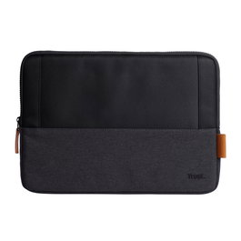Trust Lisboa Funda para Portátil Acolchada 13.3 Pulgadas (33.8 cm) - Negro/Gris - Hecha de Poliéster Reciclado (3 Botellas PET) - Ligera 171g - Bolsillo Frontal