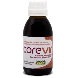 MICROVIVER Corevir Fermento Probiotico Líquido 125 ml - Suplemento para Sistema Cardiovascular, Ginkgo Biloba, Espino y Vitamina C
