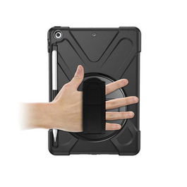 eSTUFF Funda AUSTIN Defender Negra para iPad 9.7 2018/2017, Antigolpes, con Correa de Mano y Hombro, Soporte 360º, Sin Protector de Pantalla