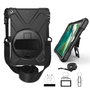 eSTUFF Funda Defender para iPad 9.7 pulgadas (2018/2017) modelo AUSTIN, 360 grados, anti-impactos, con soporte y correa - Negro