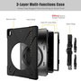 eSTUFF Funda Defender para iPad 9.7 pulgadas (2018/2017) modelo AUSTIN, 360 grados, anti-impactos, con soporte y correa - Negro