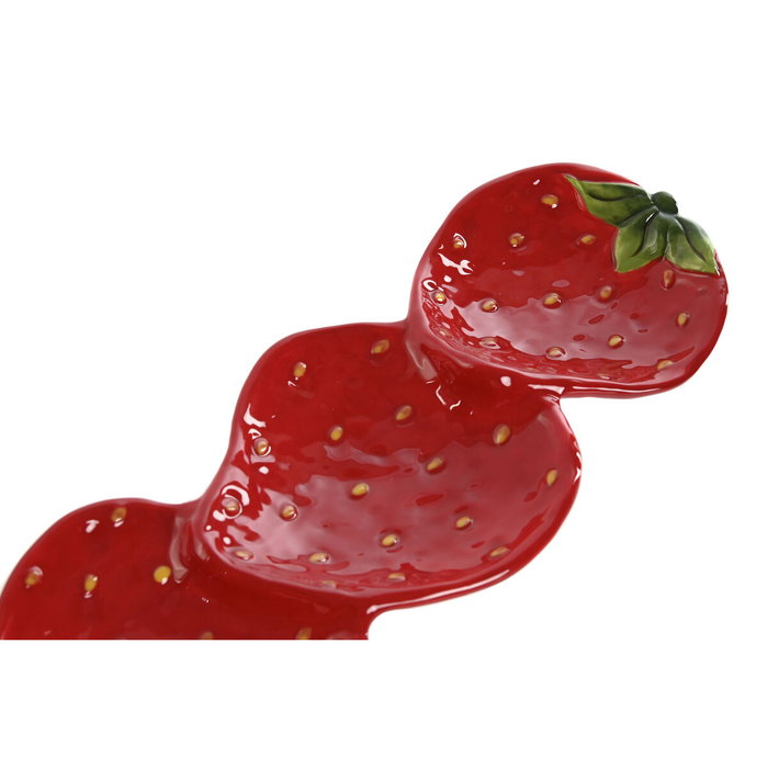 DKD Home Decor Bandeja de Gres FRESAS Rojo 32x11,5x3,2 cm