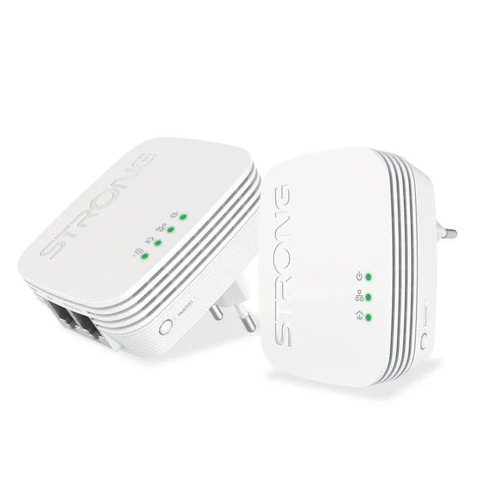 Strong POWERLWF600DUOMINI Adaptador Powerline WiFi 600 Mbit/s Gigabit Ethernet 2 Puertos Blanco Kit 2 Piezas