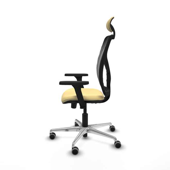 PIQUERAS Y CRESPO Silla de oficina Motilla con mecanismo Sincro/Traslack Crema y Negro