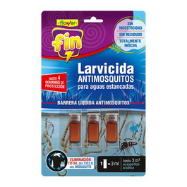 Flower Larvicida Antimosquitos Monodosis, Forma Película en Agua, Seguro para Mascotas y Plantas, 3 Monodosis de 3 ml