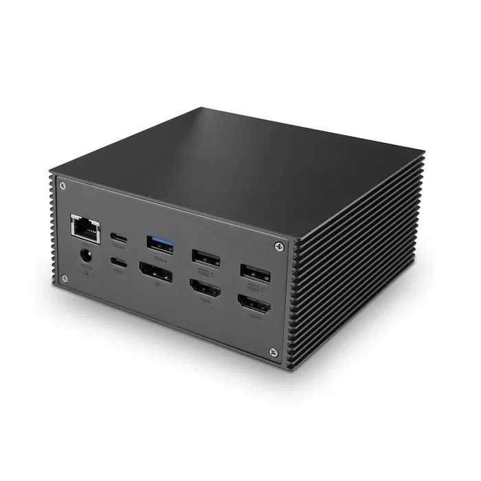 Lindy 43378 Base/Docking Station para Portátil con USB-C, Ethernet 100 Mbit/s, 2x HDMI, DisplayPort, Lector SD y 6 Puertos USB - Gris