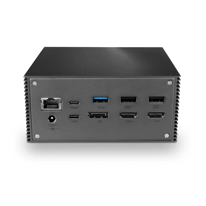 Lindy 43378 Base/Docking Station para Portátil con USB-C, Ethernet 100 Mbit/s, 2x HDMI, DisplayPort, Lector SD y 6 Puertos USB - Gris