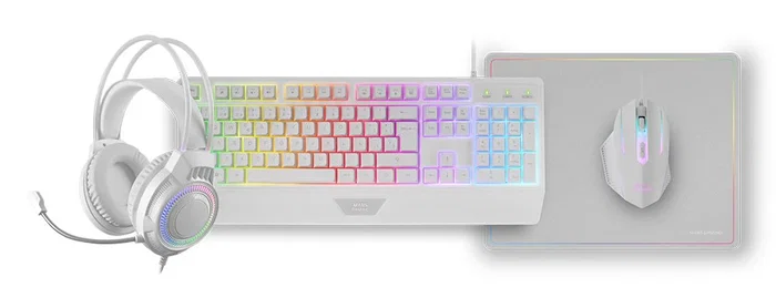 Mars gaming Combo Gaming 4en1 MCP124PRO Blanco/Negro RGB 3200DPI