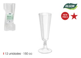 Inde Set de 24 Copas de Cava Pie Transparente 150 cc