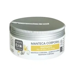 Naturabio Cosmetics Manteca Corporal Radiante Tiare-Karite Bio - 200 ml - Piel Seca - Textura Rica - Apto Veganos - Tarro Reciclado