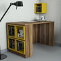 Hanah Home Mesa de Estudio Nogal y Amarillo 120cm x 75cm x 65cm
