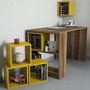 Hanah Home Mesa de Estudio Nogal y Amarillo 120cm x 75cm x 65cm