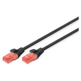 Digitus Cable de Conexión Patch Cord Cat6 U/UTP 2 m, Negro, RJ45 a RJ45, Cable de Red LAN Ethernet, 26/7 AWG