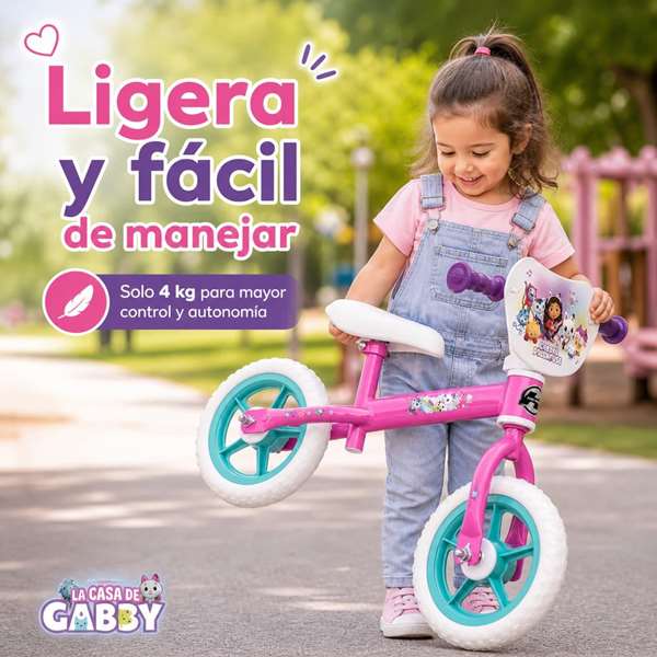 Toimsa Bicicleta sin Pedales Gabby Dollhouse 10" Rosa para Niños +2 Años
