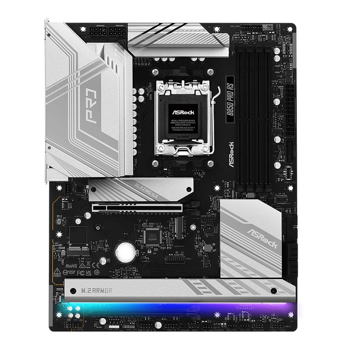 ASRock AM5 Pro RS Placa Base para PC, Socket AM5 AMD Ryzen 7000/8000/9000 Series, DDR5-SDRAM, ATX