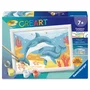 Ravensburger CreArt Kids Pintar por números Kit 12023220 - Delfines y Corales 13x18cm, para niños a partir de 7 años