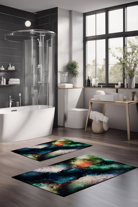 Mijölnir CT-5012 Juego de Alfombrillas de Baño 2 Piezas Poliéster Antideslizante Antibacteriano Lavable a Máquina 40x60cm 60x100cm