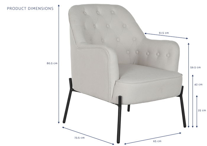 DKD Home Decor Sillón Beige y Negro 73 x 79.5 x 65 cm Poliester Metal