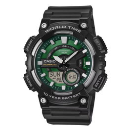 Casio AEQ-110W-3A2 con esfera verde y correa negra