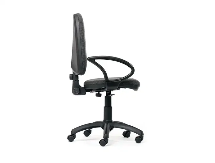 Rocada Silla de Oficina Brazos Fijos Base Nylon Respaldo y Asiento Tela Ignífuga Gris