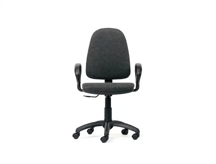 Rocada Silla de Oficina Brazos Fijos Base Nylon Respaldo y Asiento Tela Ignífuga Gris
