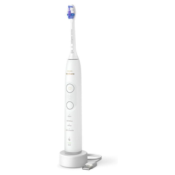 Philips Sonicare 7100 HX7429/02 - Cepillo dental sónico recargable Duo-Pack Negro/Blanco, 4 modos, 62000 movimientos/min, Bluetooth, 2 mangos + 2 cabezales