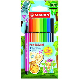 STABILO PEN 68 Animal Vibes Estuche de 8 Rotuladores de Fibra
