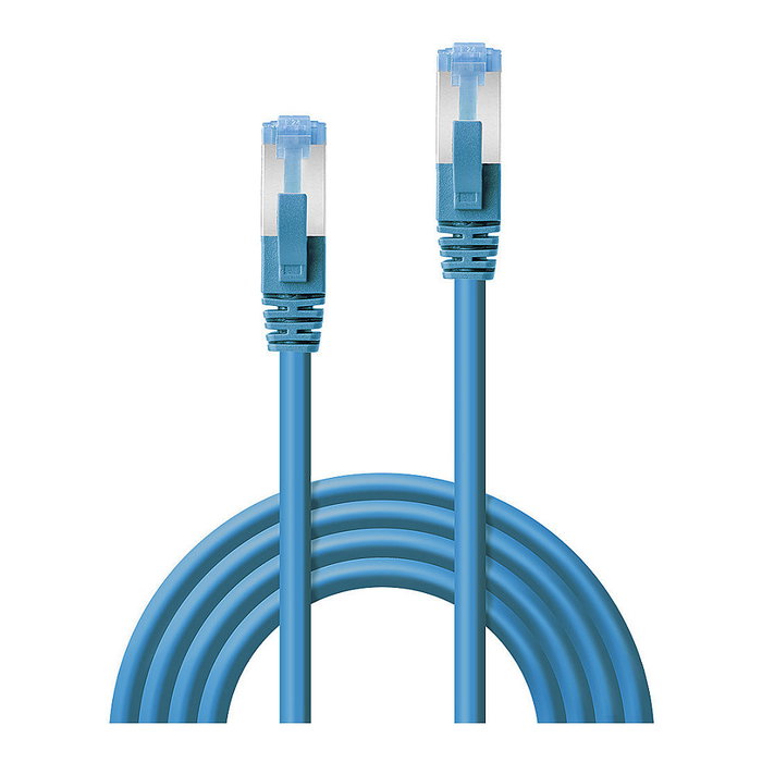 LINDY Patchkabel 47147 Cat6A S/FTP (S-STP) LSZH Azul 1 m - Cable de Red RJ-45 Macho a Macho para 10 Gbit/s, 500 MHz